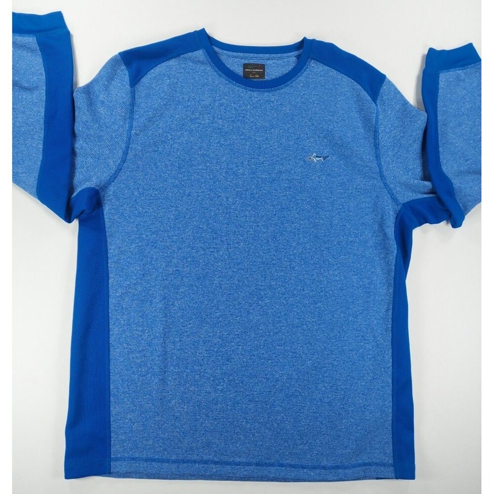 Greg Norman Mens 2XL Waffle Knit Sweater Blue Long Sleeve Pullover Crewneck Golf